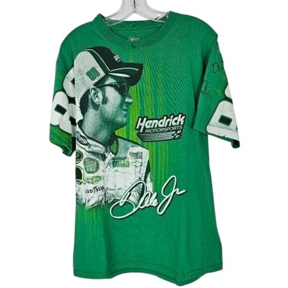 Chase Authentic Dale Earnhardt Jr. Green Tshirt Sz M AMP 2008 Pit Crew Signed - Picture 1 of 6